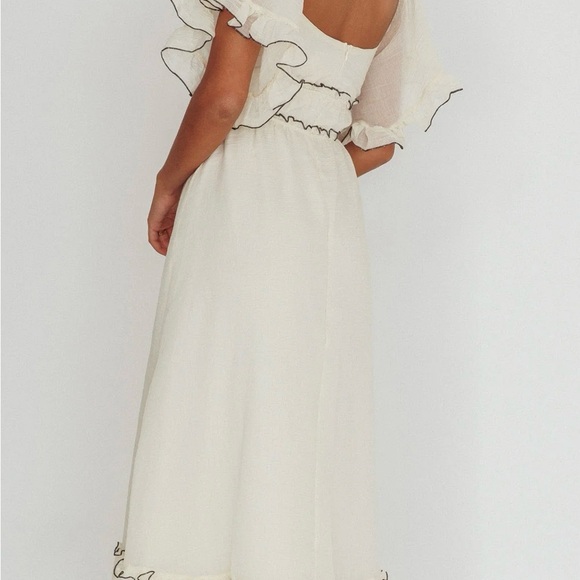 KATHLENE FLUTTER SLEEVES MAXI DRESS CREAM - Picture 2 of 5